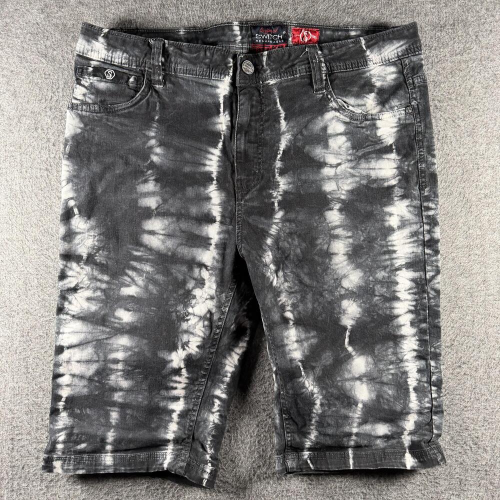 Switch Shorts Mens 29 Gray Acid Wash Denim Bermuda Stretch Streetwear Jorts